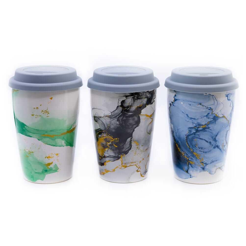 12oz Double Walled Porcelain Travel Cup W/ Infuser