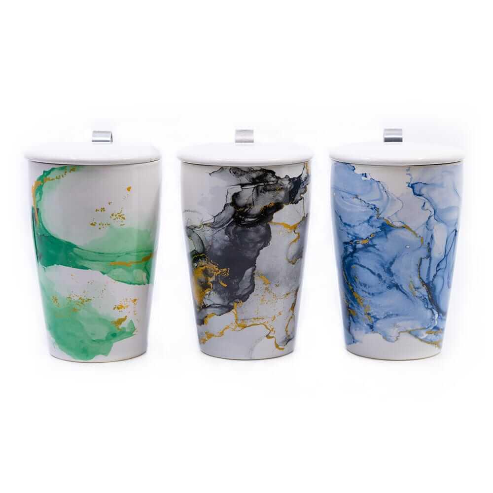 12oz Double Walled Porcelain Travel Cup W/ Infuser
