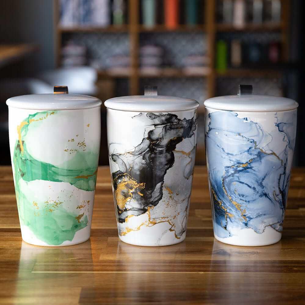 12oz Double Walled Porcelain Travel Cup W/ Infuser