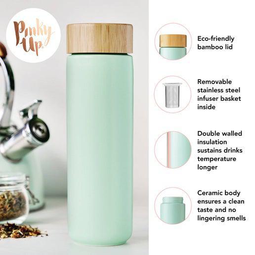 Tatyana™ Ceramic Travel Mug w/ Infuser - Turquoise