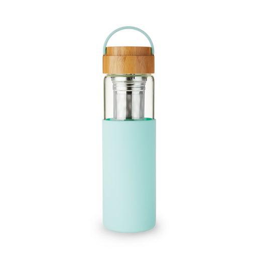 Dana™ Glass Travel Mug w/Infuser & Silicone Sleeve-Turquoise